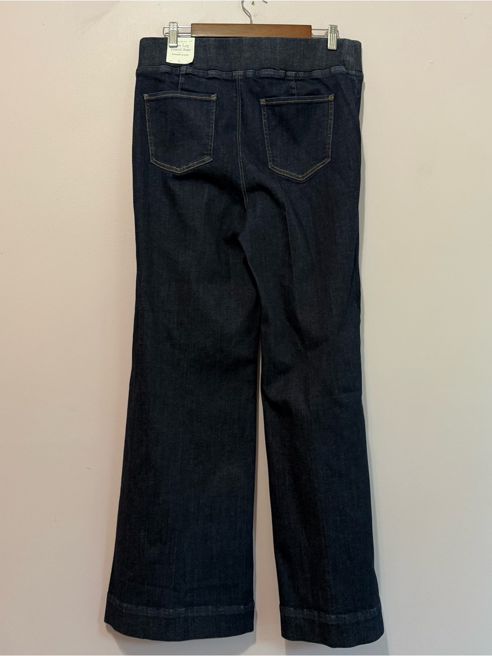 Talbots Dark Blue Flare Leg Travel Jean Front Seam Size Large NWT - Picture 2 of 6